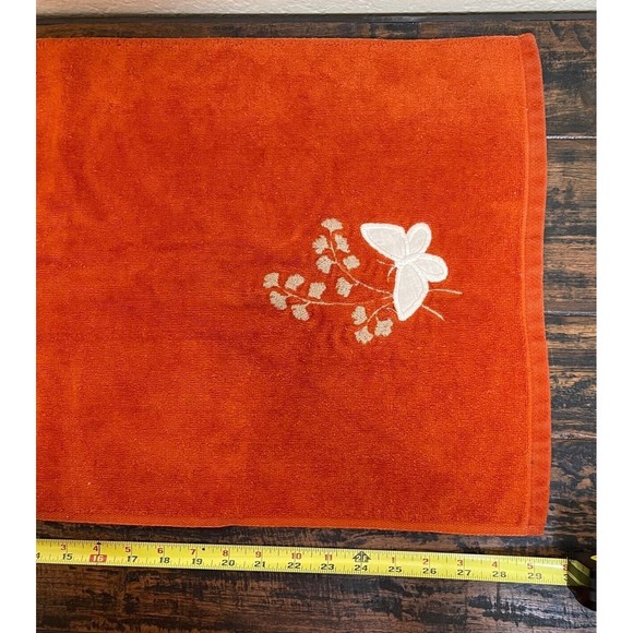 Vintage Ames Hand Towel Orange with Butterfly MCM Mid-Century Modern Retro Mod - Picture 4 of 6